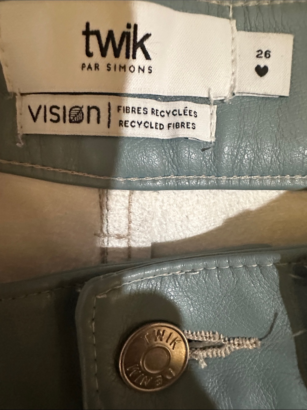twik Dusty Blue Vegan Leather High-Rise Pants - Picture 10 of 11